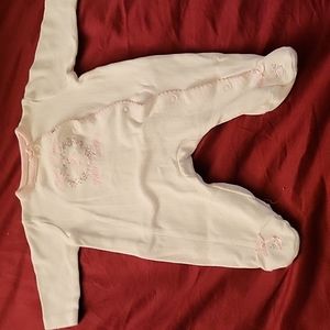 White with Pink Polka dot "Thank Heaven for Little Girls" Footie Onesie